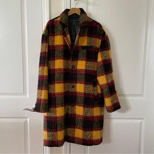 Urban Outfitters Yellow Plaid Fall Wool Blend Car Coat